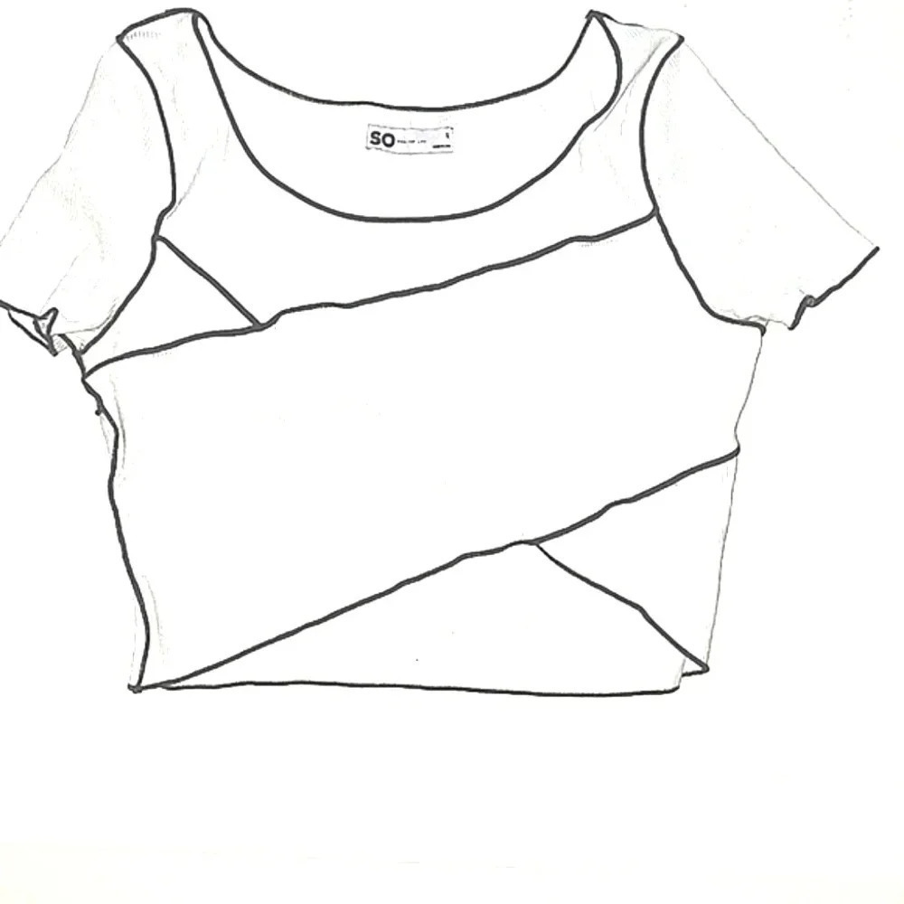 White with black stitching crop top